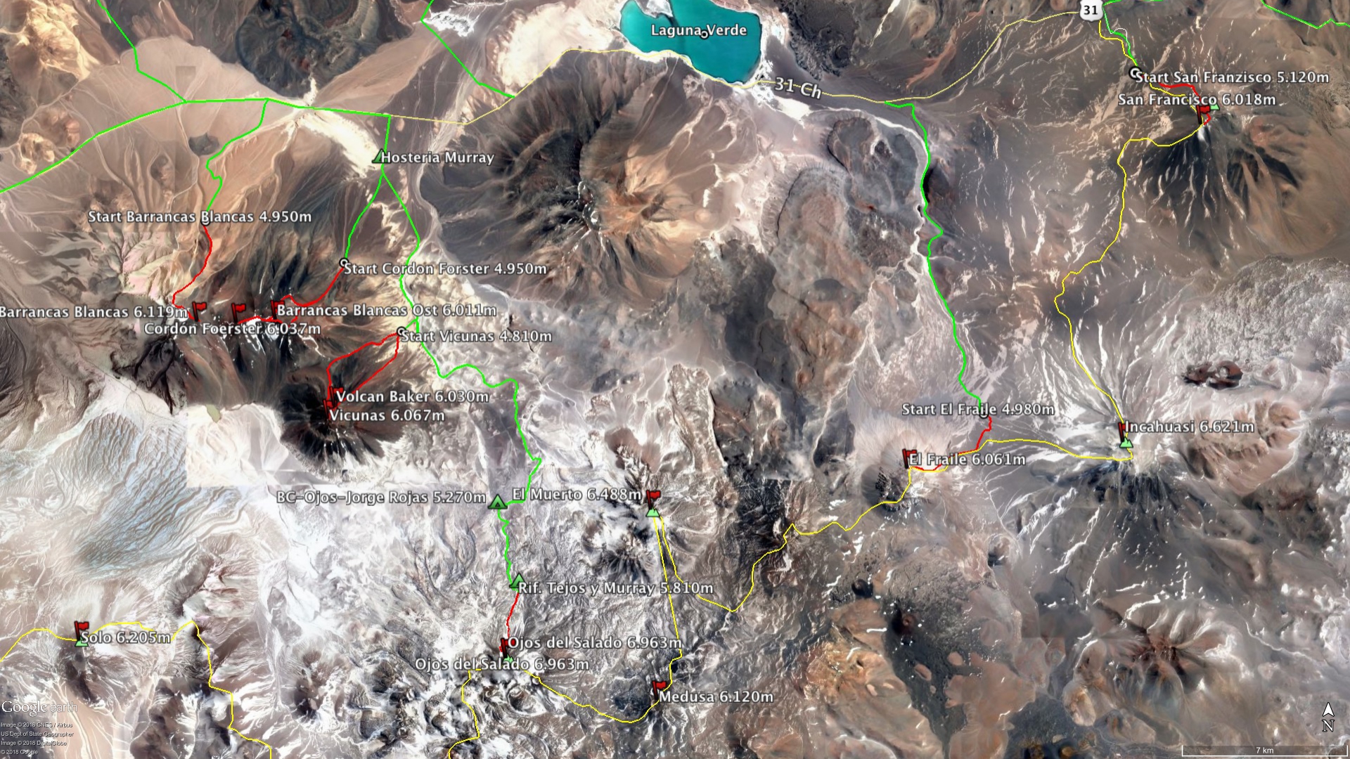 Ojos del Salado - Route
